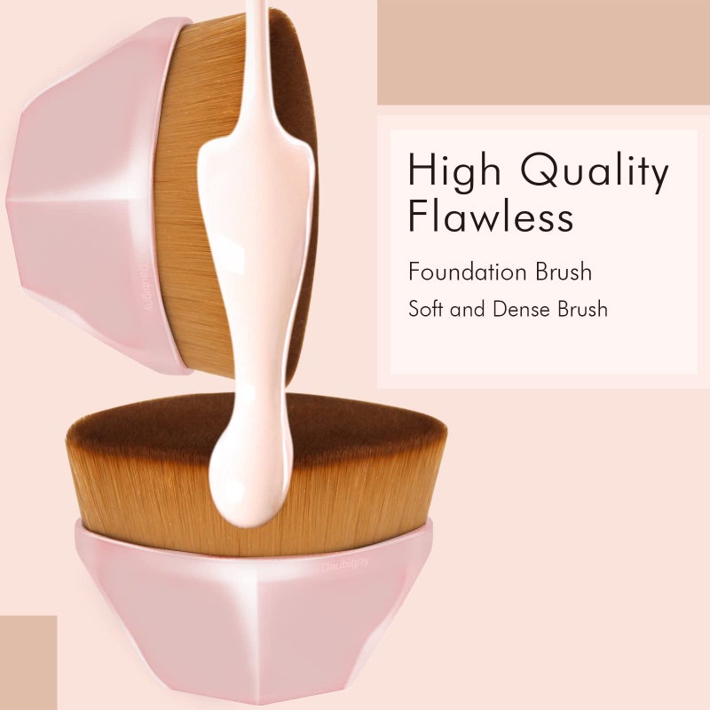 Daubigny Foundation Makeup Brush Flat Top Kabuki Hexagon Face Blush Liquid Powder Foundation Brush for Blending Liquid, Cream or Flawless Powder Cosmetics with Bonus Protective Case (Light Pink) - Image 4